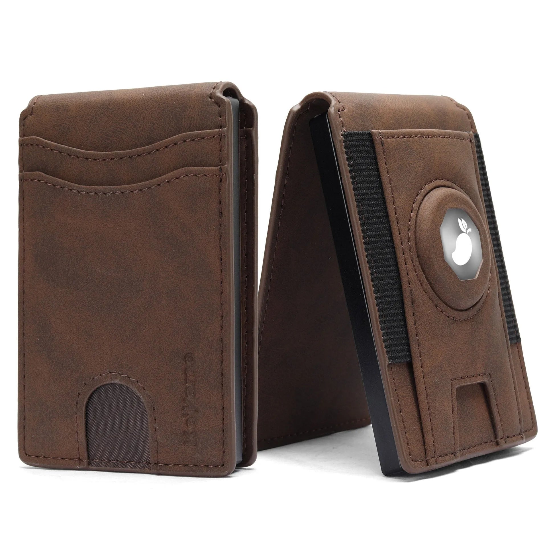 Men's microfiber card holder wallet in black, dark brown, or light brown colour options.