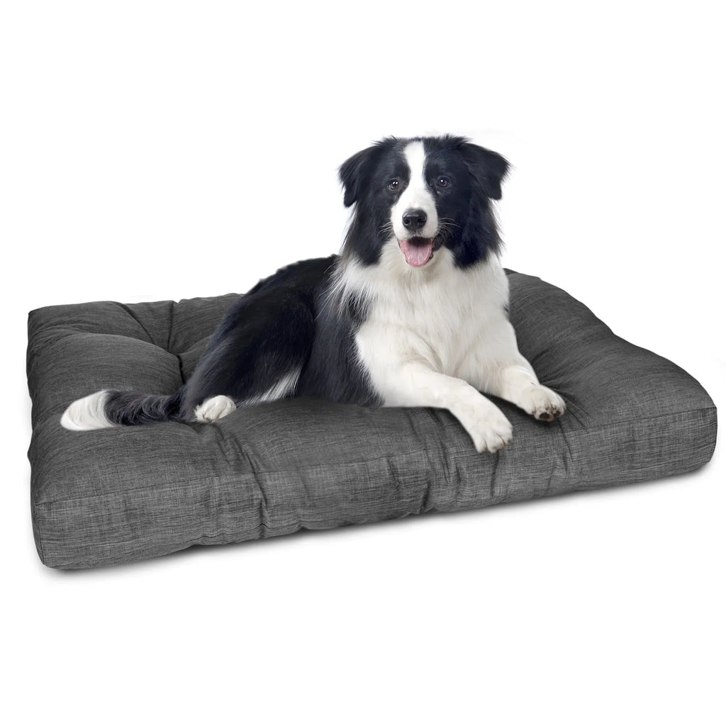 Thick gray polyester kennel nest dog bed for large dogs, 98x77x12cm, on floor