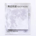 Square planet-themed sticky note pad showing 7.3cm size and oil painting designs of Moon and Earth.