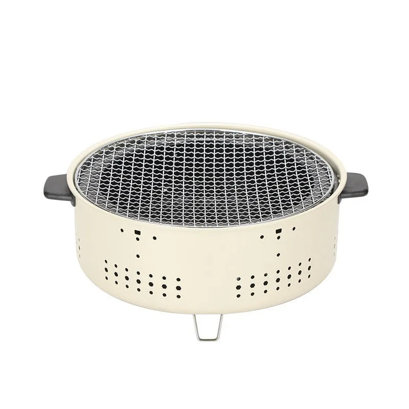 Modern portable charcoal stove with grill rack for indoor tea brewing and grilling