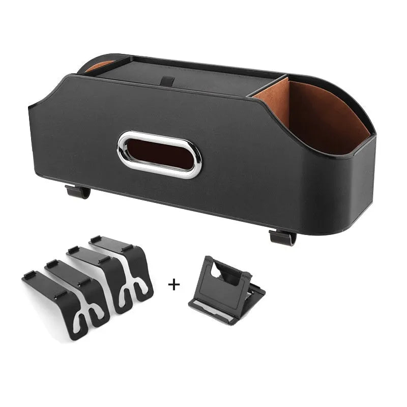 Genuine leather car tissue box and water cup holder in beige colour
