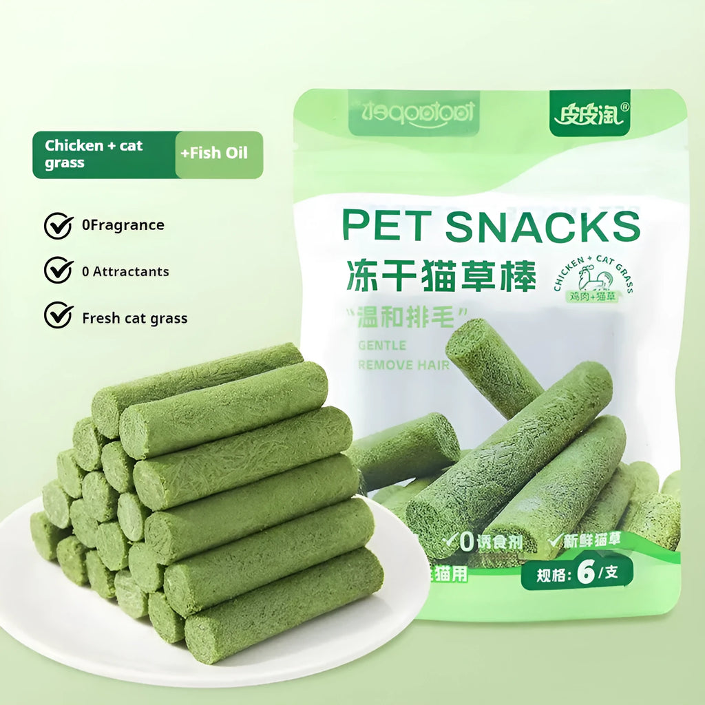 Freeze-dried cat grass stick pack 35g 6 sticks chicken salmon cat treat