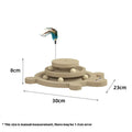 Solid wood cat climbing frame with sisal scratching post and turntable in a panda design.