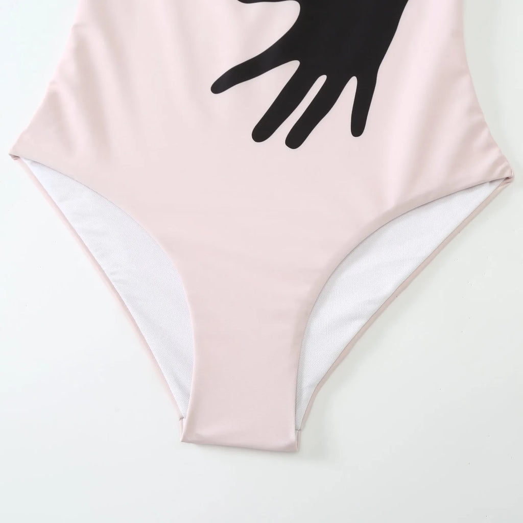 Women's patterned one-piece bikini swimsuit with tulle skirt overlay in polyester fabric