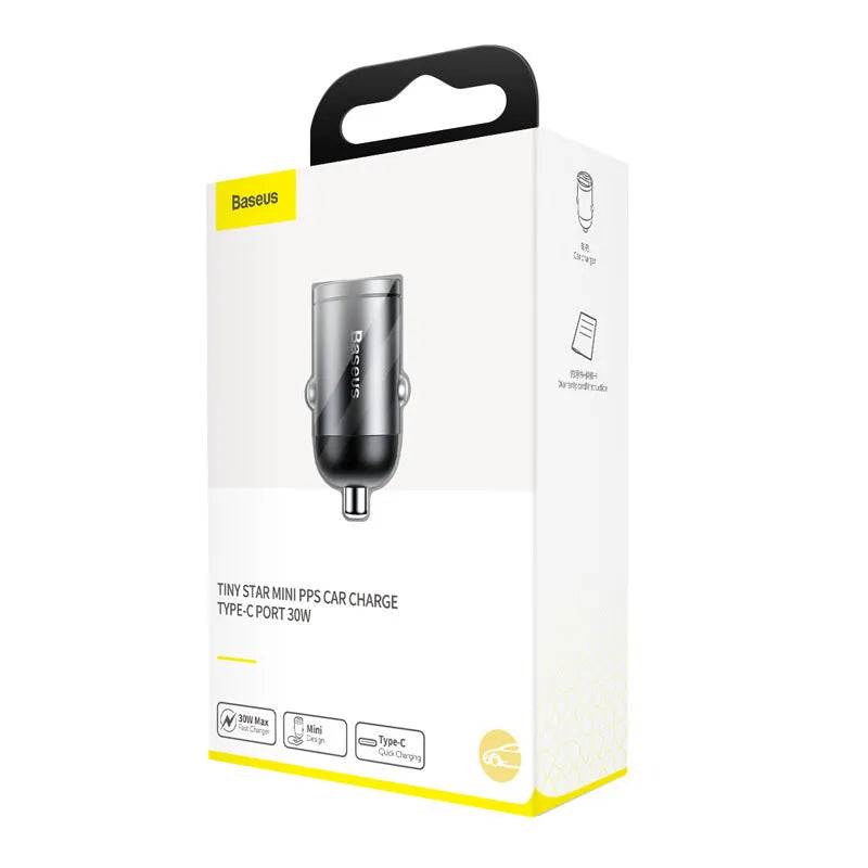 Electro-optical grey Baseus 30W USB car charger with 1 metre cable