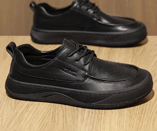 Brown retro casual leather shoes with big toe design and stitching, shown on a white background.