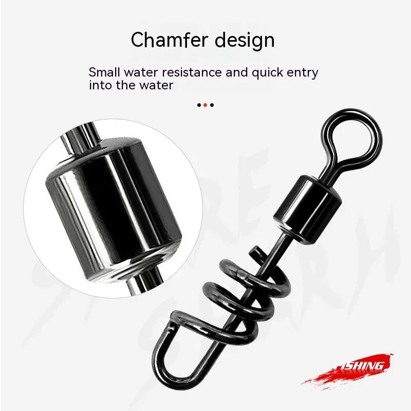 Stainless steel fishing swivel connector with 8-shaped ring design on fishing line