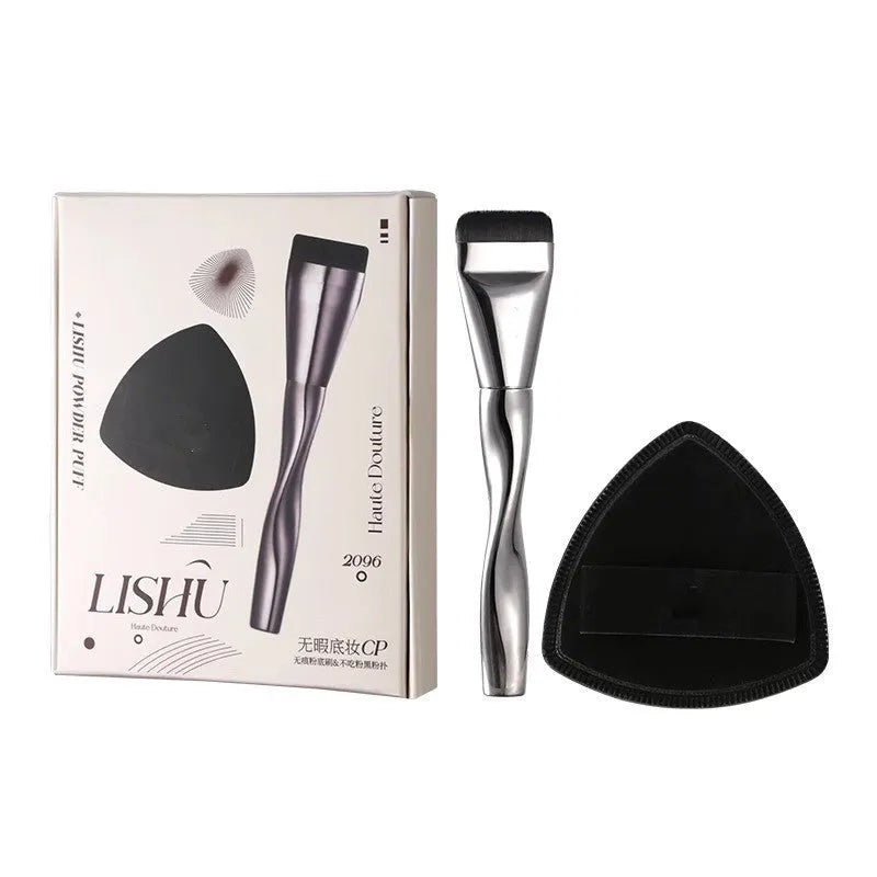 Spiral-shaped powder foundation brush with long handle and synthetic bristles