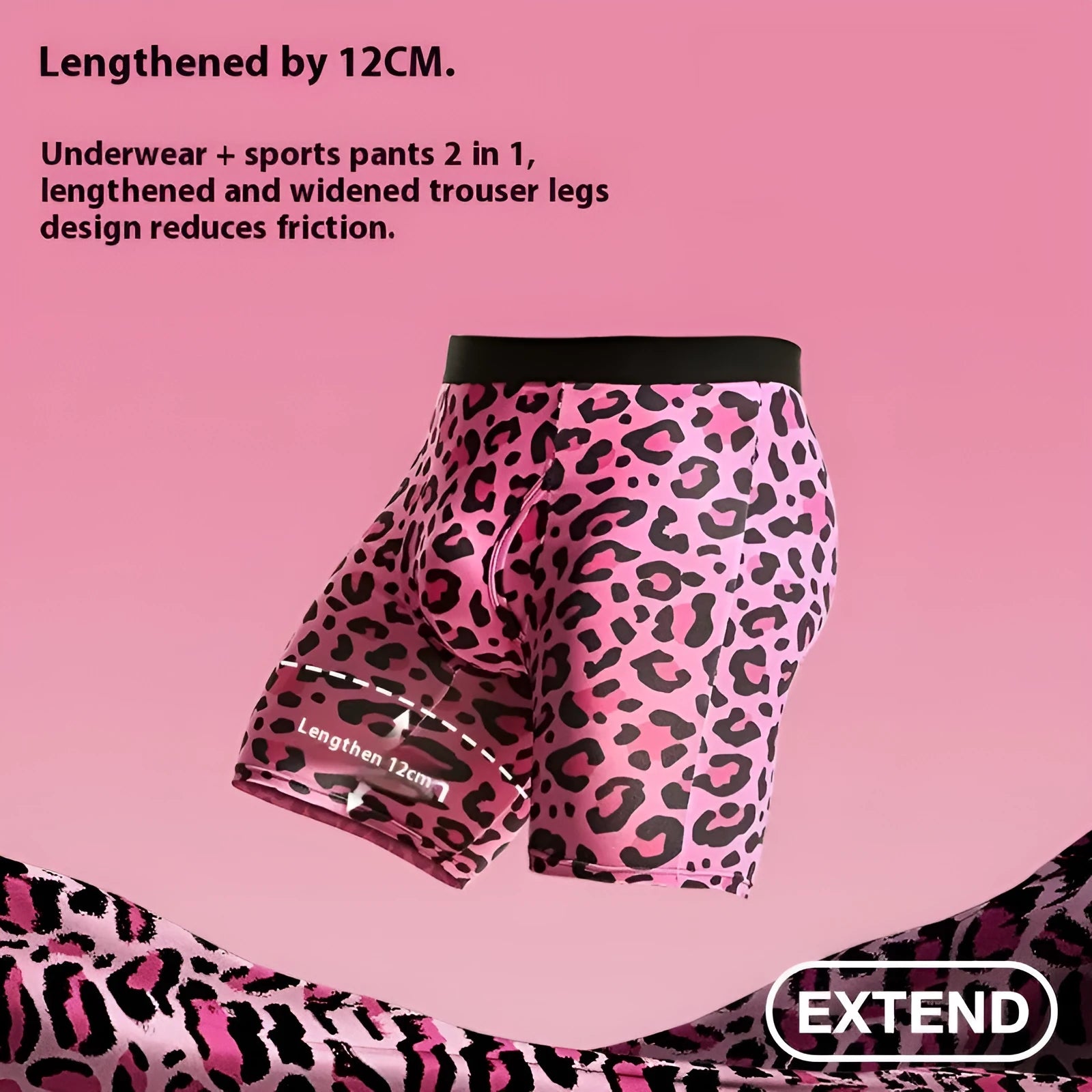 Men's wild leopard pattern printed underwear with low waist and quick-drying sport function