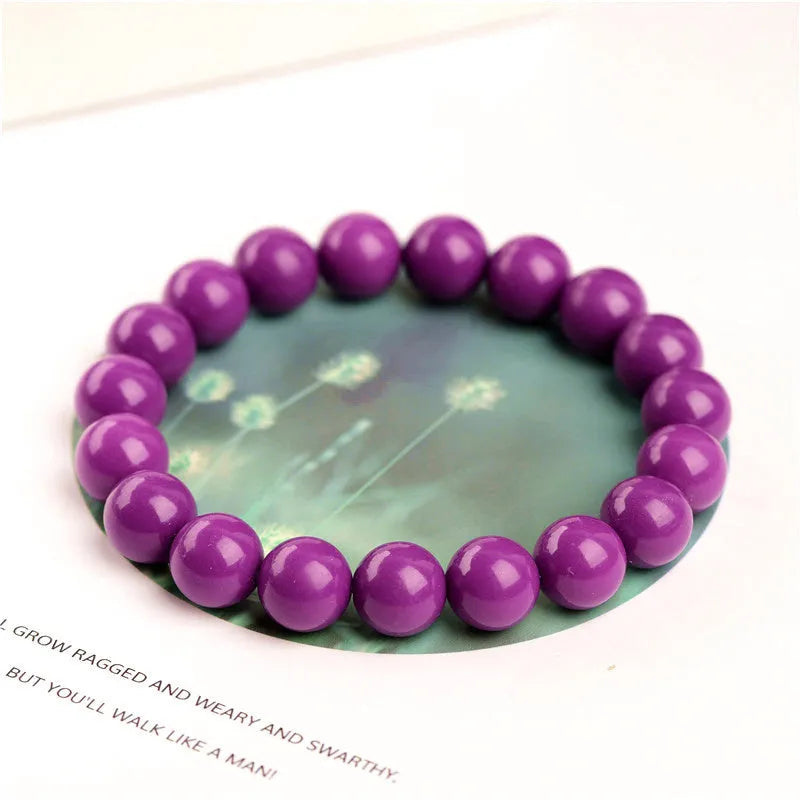 Jiuya polished crystal bracelet in purple mica with single ring design showing 5A grade colour