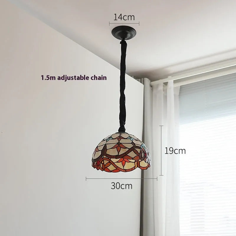 MD-1027 Mediterranean pendant lamp with hand-woven glass shade and ABS body for bedroom or dining room