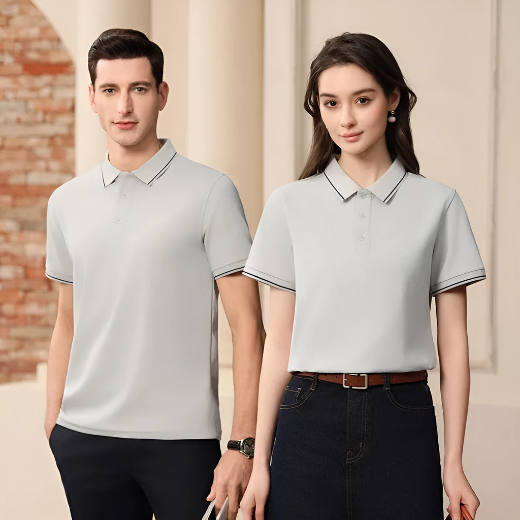 Antibacterial ice-sensitive lapel polo shirt in slim fit with short sleeves available in multiple colours