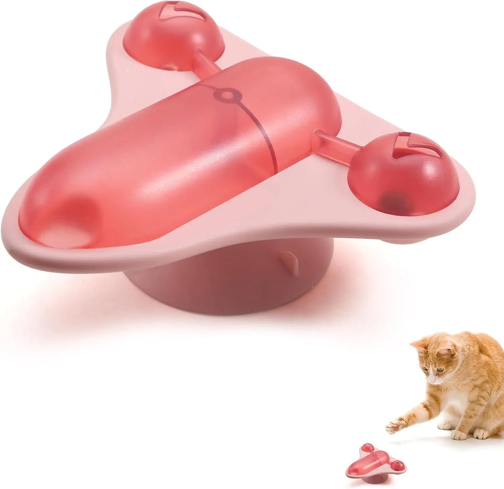 Interactive pet puzzle toy with blue green pink colour options, bell, catnip and treat cabin
