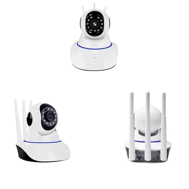 White wireless dome security camera with a 3.6mm lens for HD indoor and outdoor surveillance.