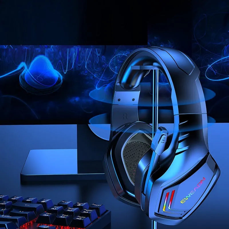 Black RGB wireless Bluetooth noise reduction headset showing headworn design and earpieces