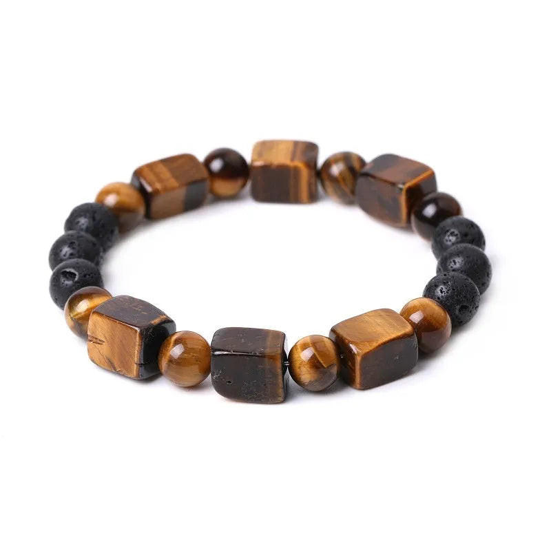 Rectangular volcanic stone bracelet with manual processing and unisex design