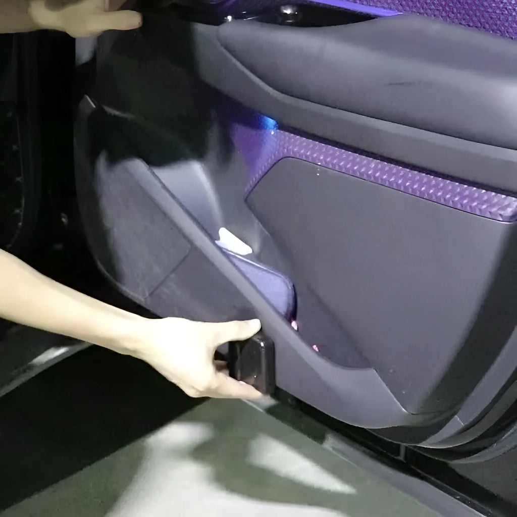 Compact black and beige car decorative projection radium lamp with universal fit.