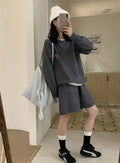 Casual knitted sweater and shorts suit with animal embroidery in imitation cashmere fabric