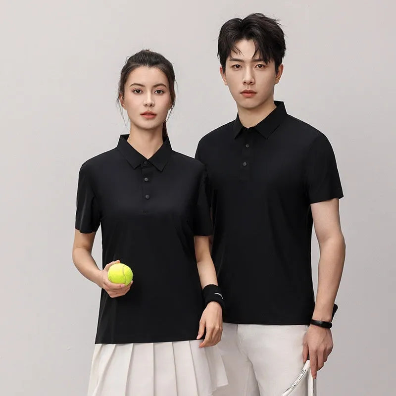 Men's seamless loose-fit brocade polo shirt in sky blue for summer sports.