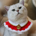 Knitted wool Christmas pet scarf with Santa Claus pattern for dogs and cats in holiday red and green colours