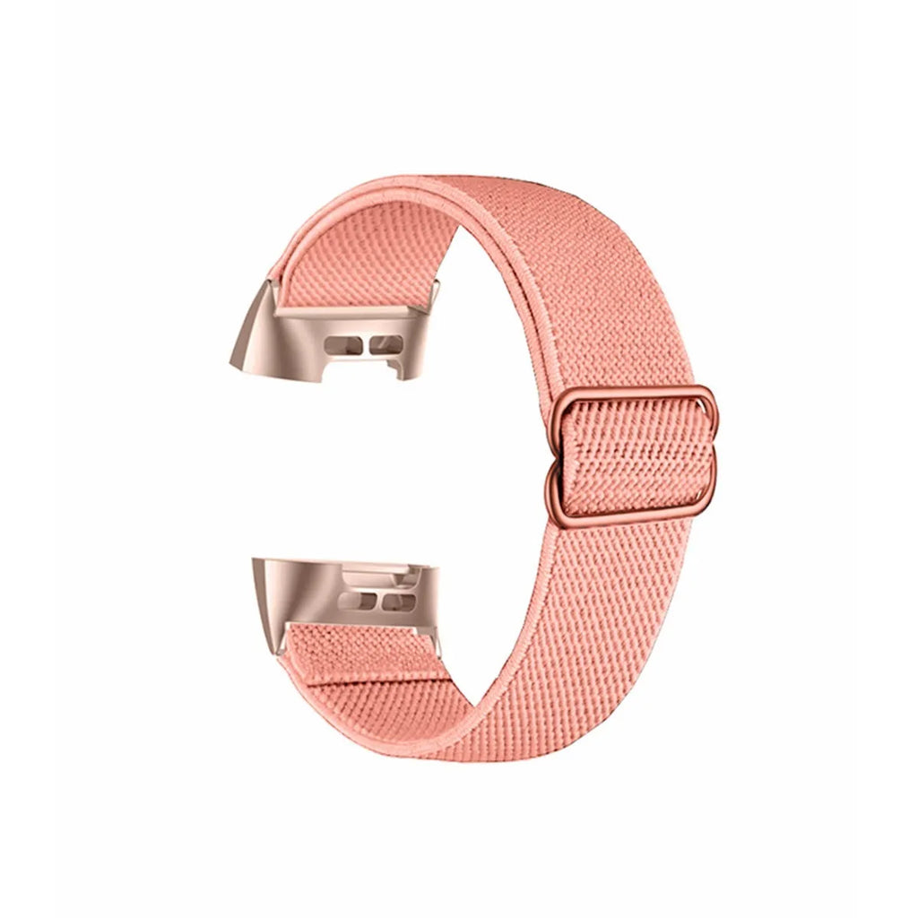 Black nylon elastic replacement strap with metal toe cap for Fitbit Charge 5 and 6