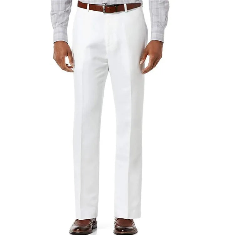 Men's solid colour linen trousers with slant pockets in cotton fabric for casual wear