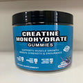 Bottle of raspberry flavoured creatine monohydrate gummy supplements containing 120 pills