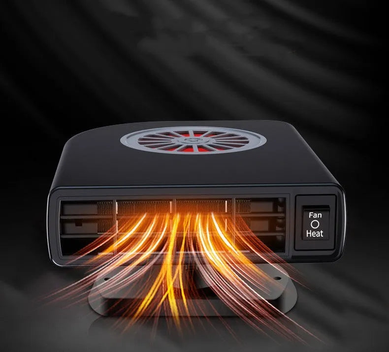 Black ABS vehicle-mounted heater for car defrosting and defogging.