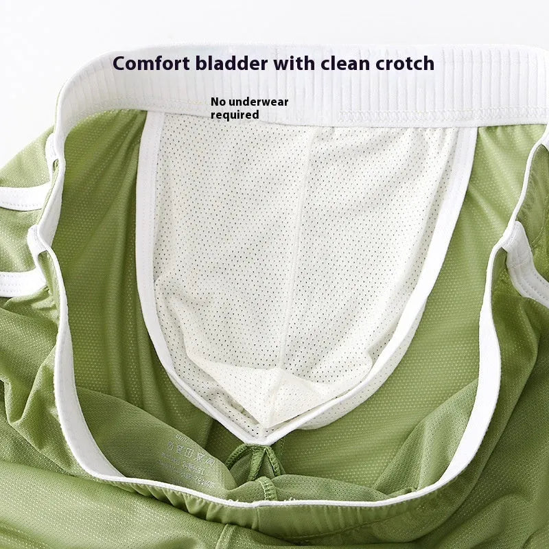 Men's black Ice Silk ultra-thin mesh sports boxers with low-waist design