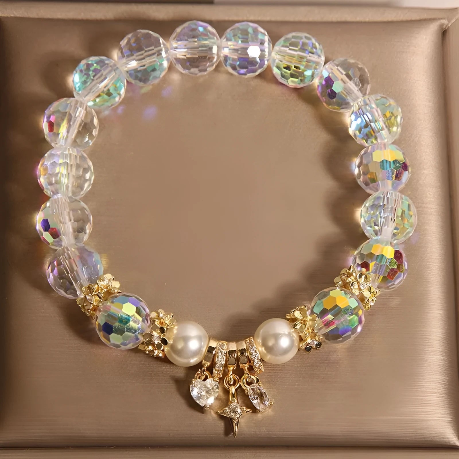 Colorful metal bracelet for women with small love water drops and eight-pointed star details in light luxury minority style