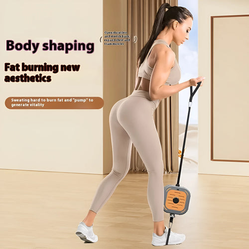 Adjustable power pump chest expander in navy blue, showing 115cm wide ABS frame with pump handles.