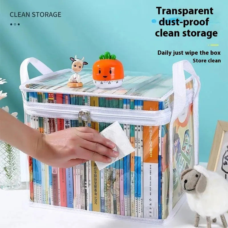 Large white foldable PVC storage bag with transparent panel and carry handles.