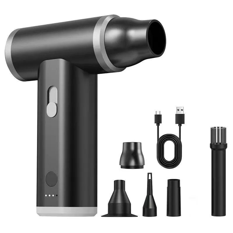 Mini rechargeable handheld dust blower with brushless motor, USB power, and continuous speed control