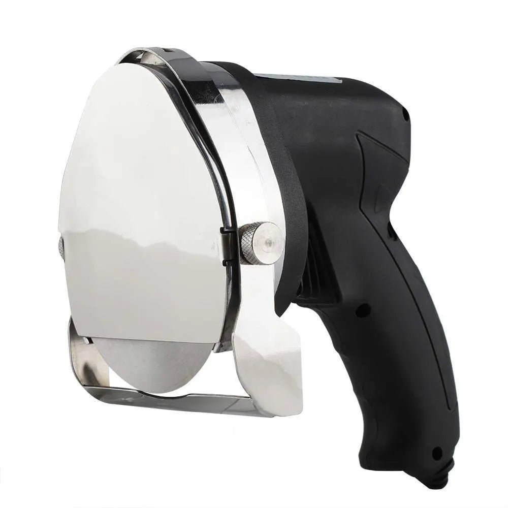 KS-100E black electric meat cleaver with adjustable blade for turkey barbecue machines on a kitchen counter.