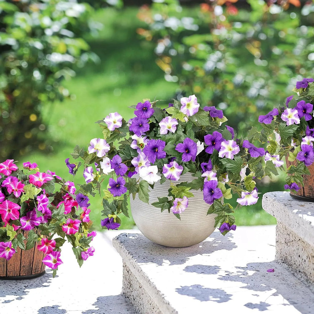Purple plastic artificial flower arrangement with 12 forks in European courtyard style