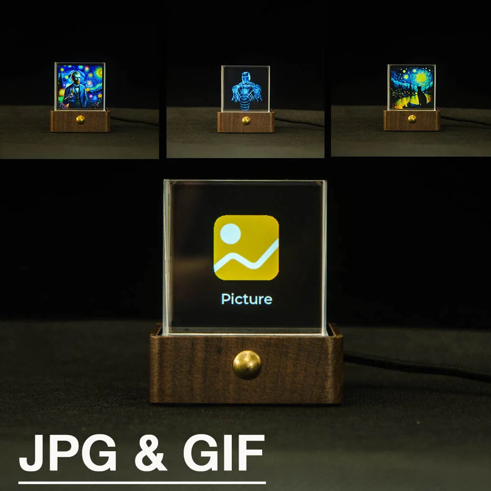 Creative crystal display clock animation ornament with glass shell and plexiglass dial, USB powered, 12x8x6.5cm