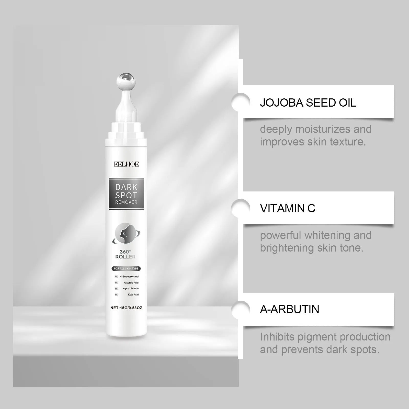 15g facial essence cream container with jojoba oil and vitamin C for moisturising and brightening