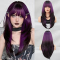 Vanilla green straight women's wig 63cm long with straight bangs and domestic silk material