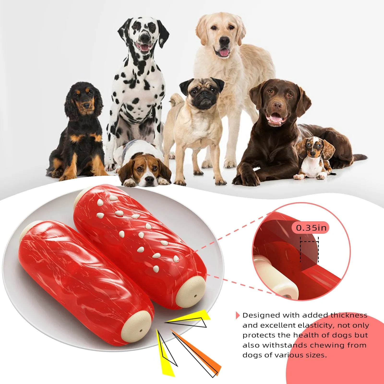 Plastic molar rod dog chew toy in a primary colour for small dogs.
