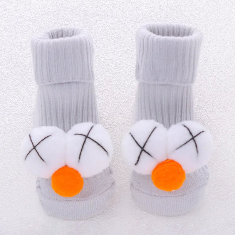 Cotton infant floor socks in multiple patterns with size options XS to M