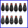 Dodge Chrysler replacement key fob shell case showing ABS brass and nylon construction, 85mm long.