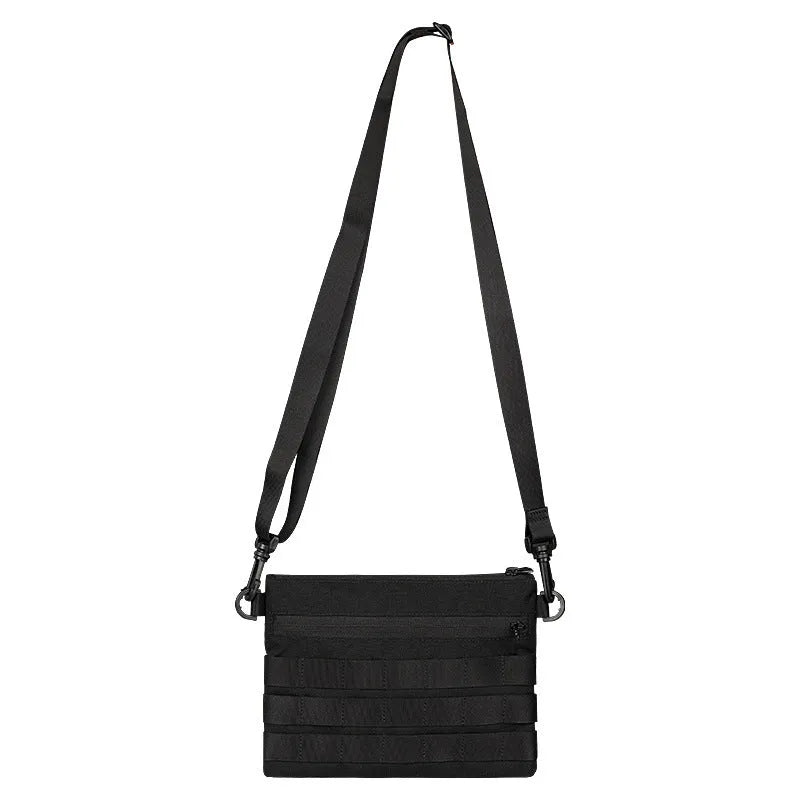 Black Oxford cloth portable outdoor organiser kit measuring 18cm by 3.5cm for military enthusiasts