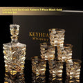 European gold painted wine glass set with ice crack pattern including six glasses and one bottle