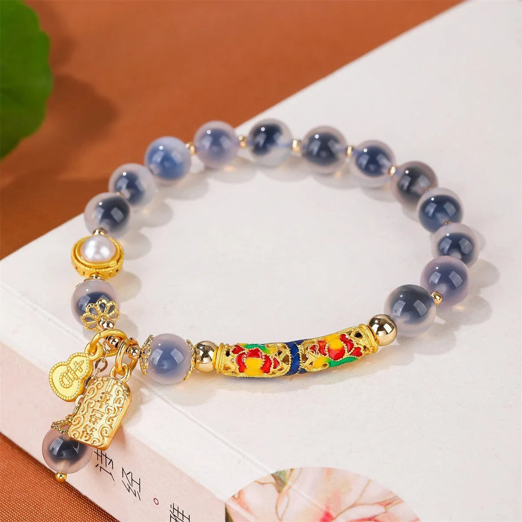 Women's sugar heart agate bracelet with retro minority design and handmade craftsmanship