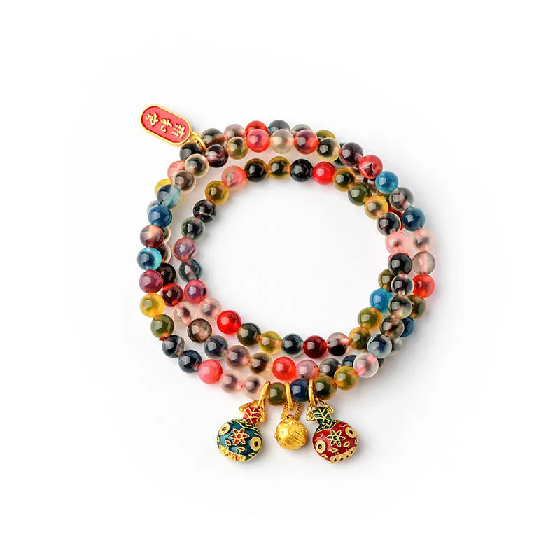 Dzogchen half pond agate bracelet with sugar heart fragrant gray glaze and swallowing gold beast charm