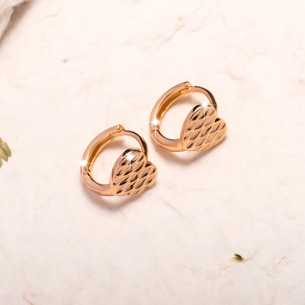Rose gold heart-shaped copper earrings with simple style for women
