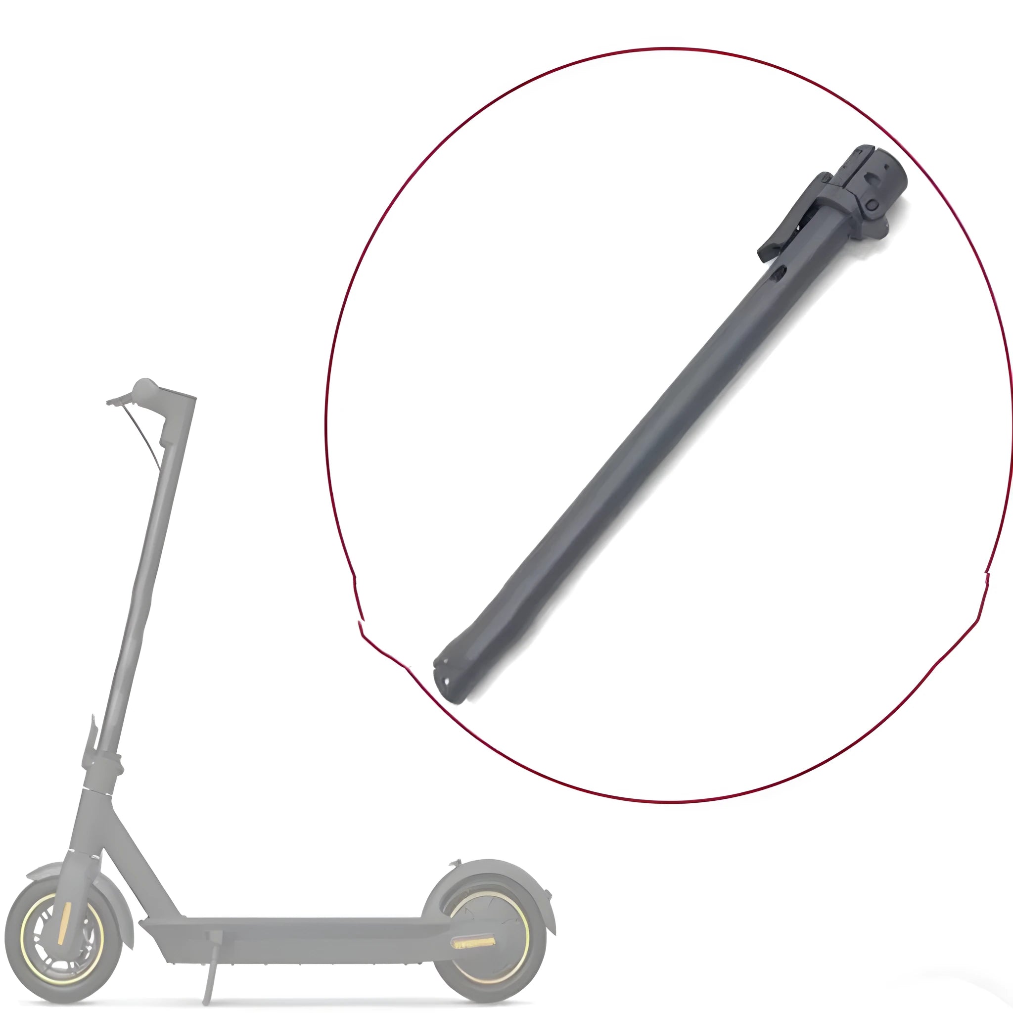 Matte black folding upright bar accessory for No. 9 electric scooter on a white background.