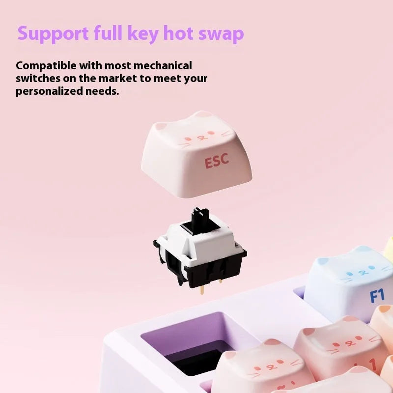 MG108B colour sugar cat three model-piano shaft Bluetooth mechanical keyboard in colour candy cat styling