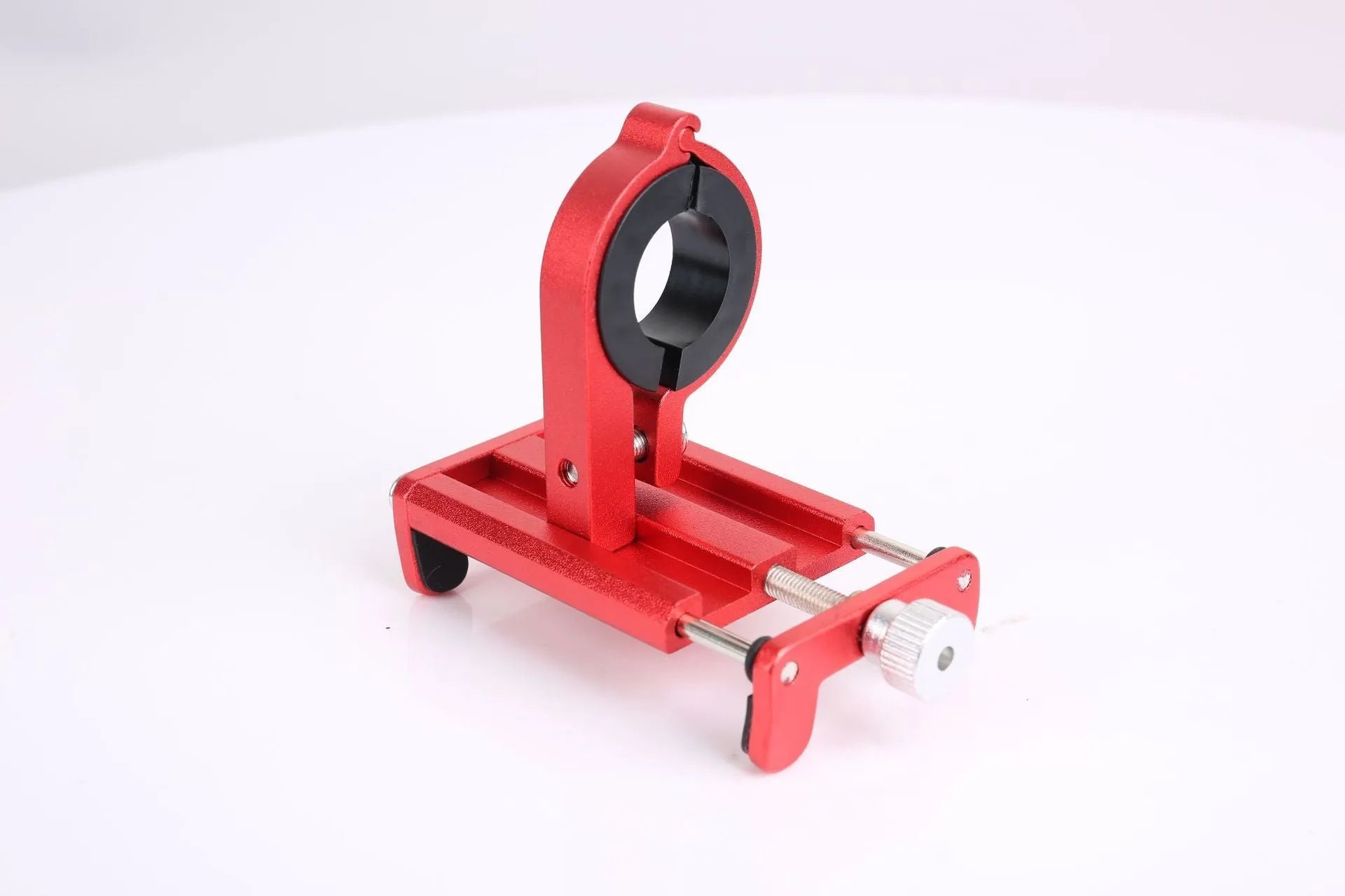Aluminium alloy bicycle phone holder in black, red or titanium colour options