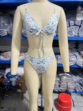 Women's floral banded bikini swimsuit with breathable polyester fabric in briefs style